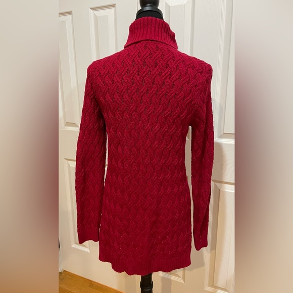 Jeanne Pierre Red Cable-knit Tunic Sweater Size Small - Picture 2 of 4